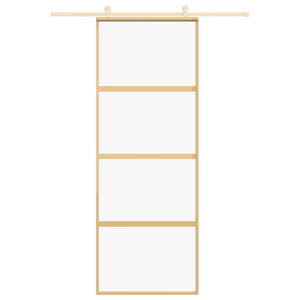 vidaXL Drzwi przesuwne, złote, 76x205 cm, przezroczyste szkło ESG