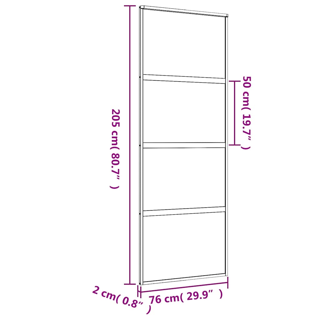 vidaXL Drzwi przesuwne, złote, 76x205 cm, przezroczyste szkło ESG