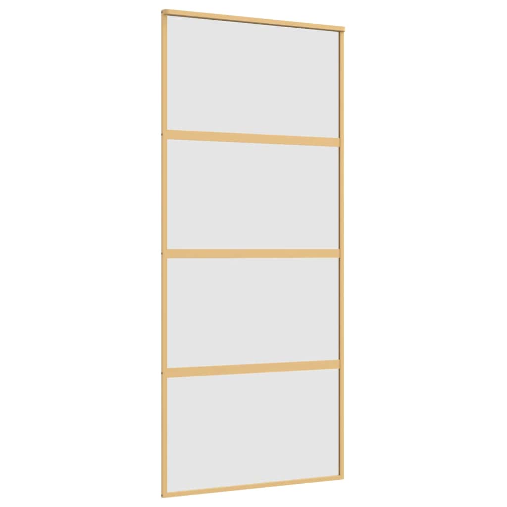 vidaXL Drzwi przesuwne, złote, 90x205 cm, mrożone szkło ESG, aluminium