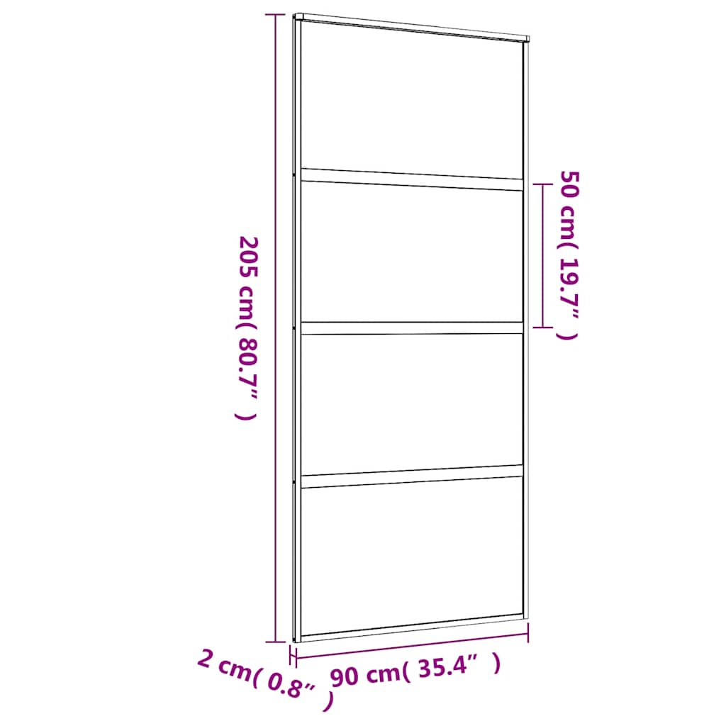 vidaXL Drzwi przesuwne, złote, 90x205 cm, mrożone szkło ESG, aluminium