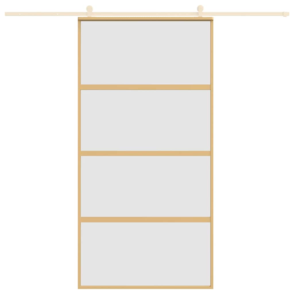 vidaXL Drzwi przesuwne, złote, 102,5x205 cm, mrożone szkło ESG