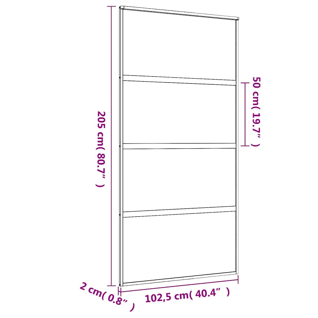 vidaXL Drzwi przesuwne, złote, 102,5x205 cm, mrożone szkło ESG