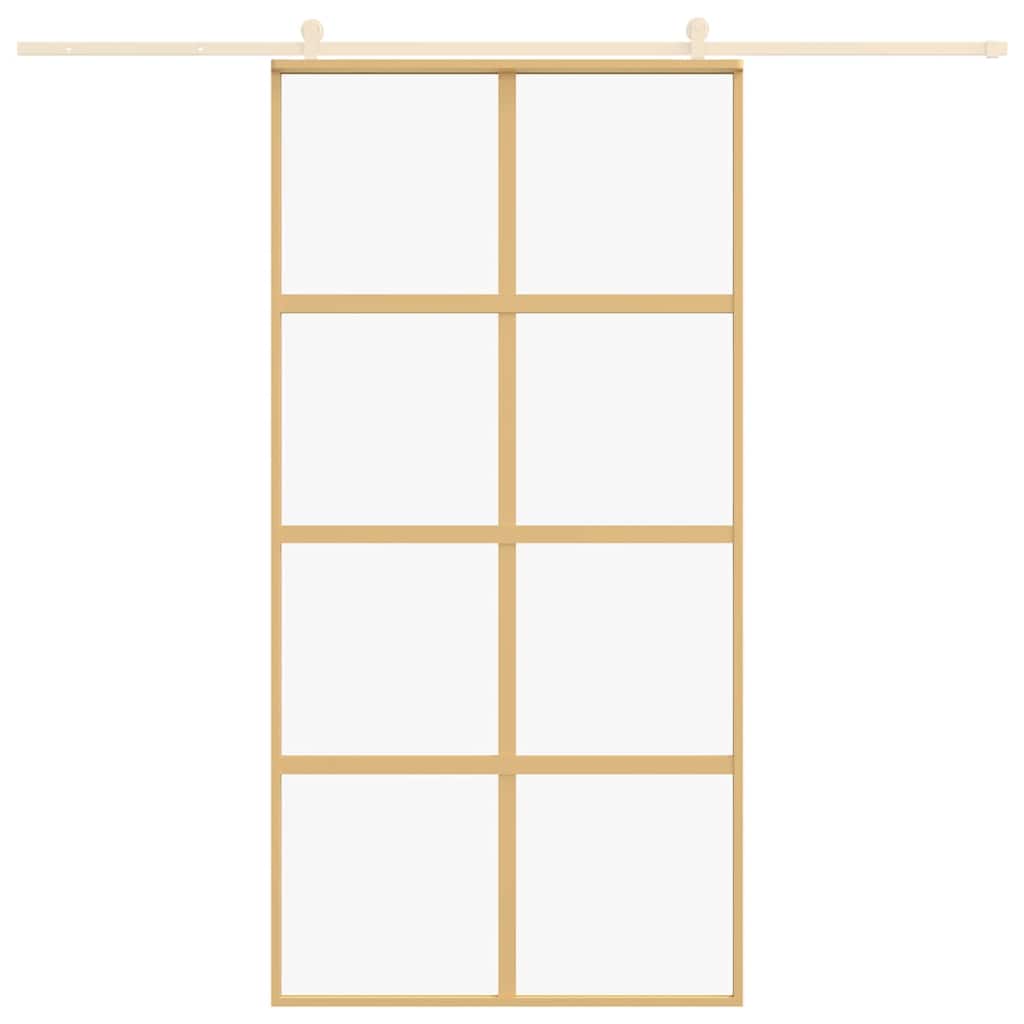 vidaXL Drzwi przesuwne, złote, 102,5x205 cm, przezroczyste szkło ESG