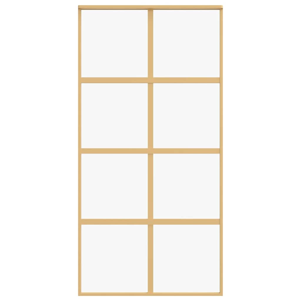 vidaXL Drzwi przesuwne, złote, 102,5x205 cm, przezroczyste szkło ESG