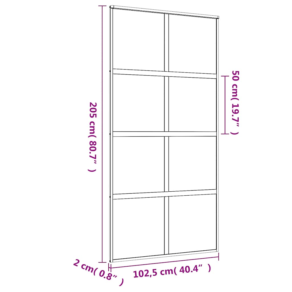 vidaXL Drzwi przesuwne, złote, 102,5x205 cm, przezroczyste szkło ESG