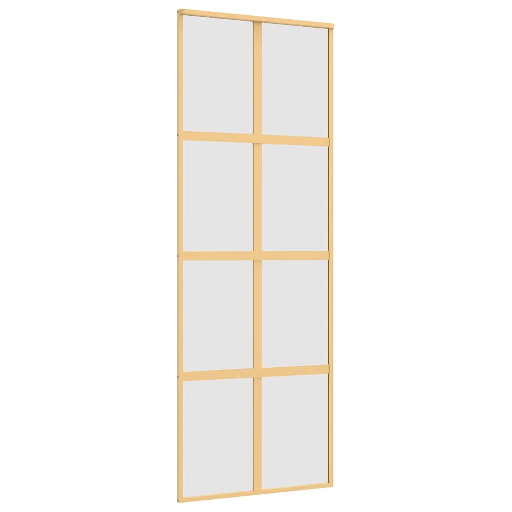 vidaXL Drzwi przesuwne, złote, 76x205 cm, mrożone szkło ESG, aluminium