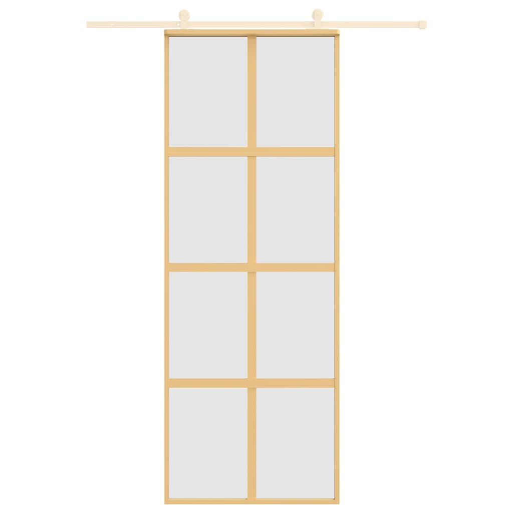 vidaXL Drzwi przesuwne, złote, 76x205 cm, mrożone szkło ESG, aluminium