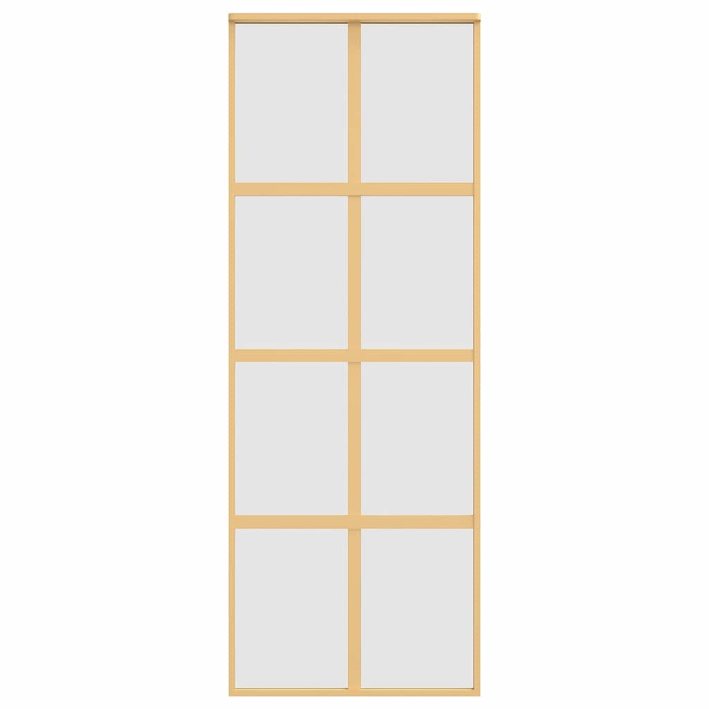 vidaXL Drzwi przesuwne, złote, 76x205 cm, mrożone szkło ESG, aluminium
