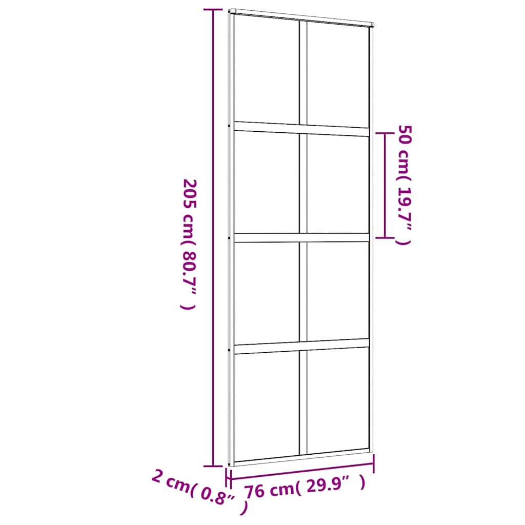 vidaXL Drzwi przesuwne, złote, 76x205 cm, mrożone szkło ESG, aluminium