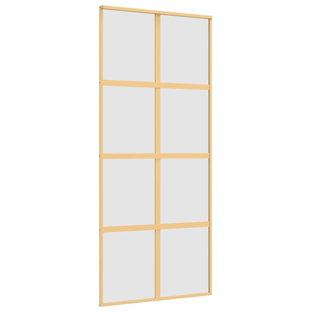 vidaXL Drzwi przesuwne, złote, 90x205 cm, mrożone szkło ESG, aluminium