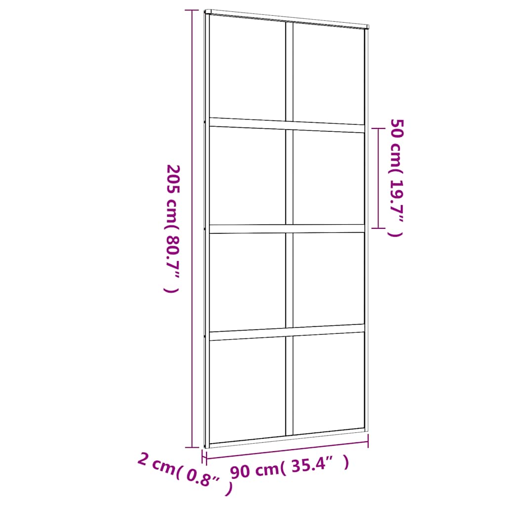 vidaXL Drzwi przesuwne, złote, 90x205 cm, mrożone szkło ESG, aluminium