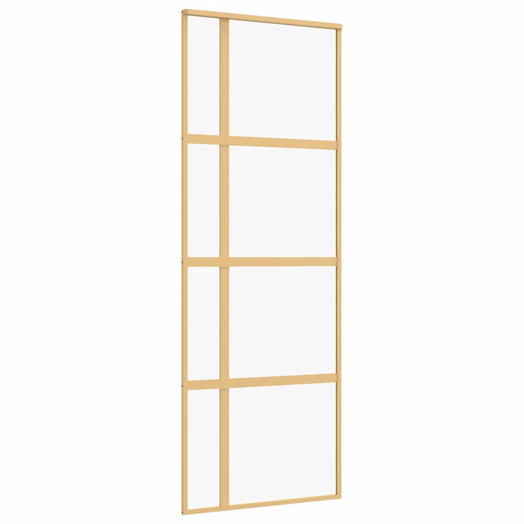 vidaXL Drzwi przesuwne, złote, 76x205 cm, przezroczyste szkło ESG