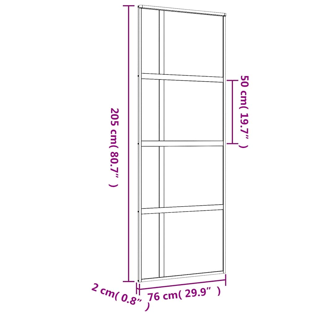 vidaXL Drzwi przesuwne, złote, 76x205 cm, przezroczyste szkło ESG