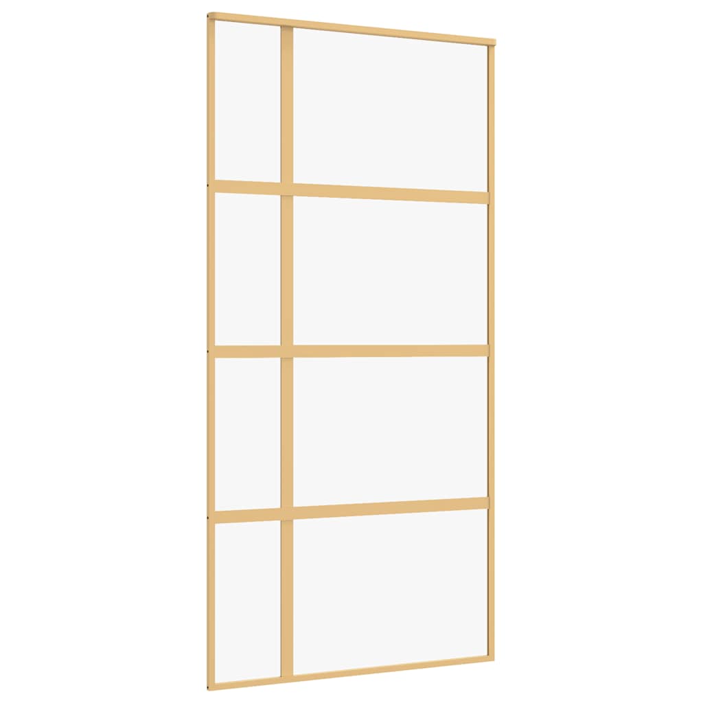 vidaXL Drzwi przesuwne, złote, 102,5x205 cm, przezroczyste szkło ESG