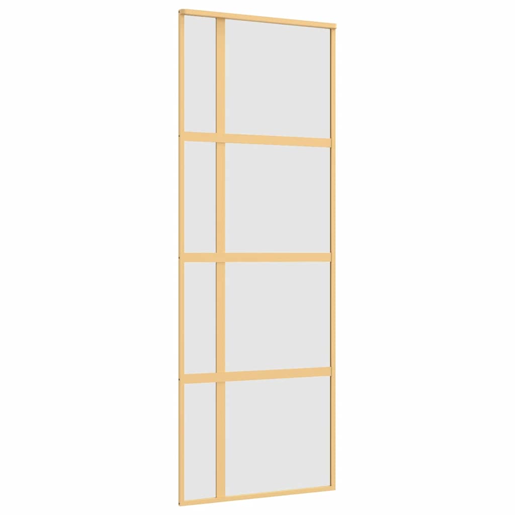 vidaXL Drzwi przesuwne, złote, 76x205 cm, mrożone szkło ESG, aluminium