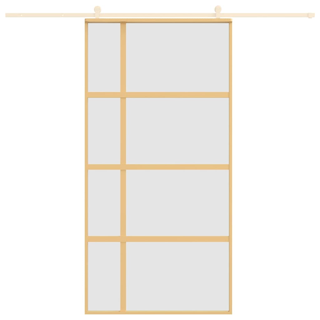 vidaXL Drzwi przesuwne, złote, 102,5x205 cm, mrożone szkło ESG