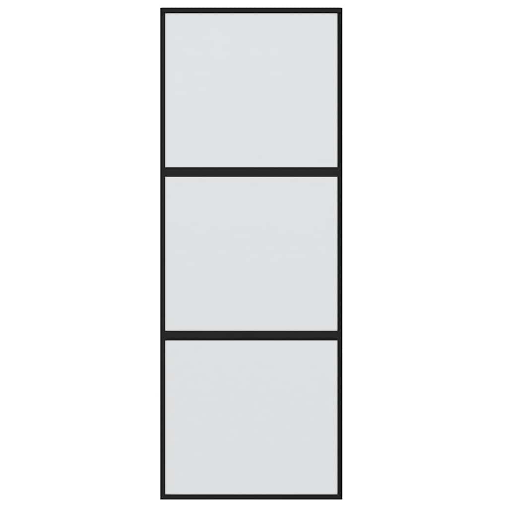 vidaXL Drzwi przesuwne, czarne, 76x205 cm, szkło hartowane, aluminium