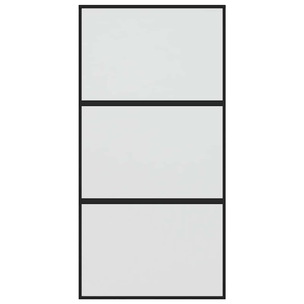 vidaXL Drzwi przesuwne, czarne, 102,5x205cm, szkło hartowane aluminium