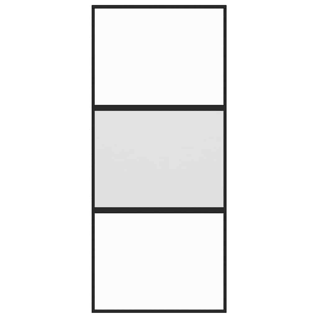 vidaXL Drzwi przesuwne, czarne, 90x205 cm, szkło hartowane, aluminium