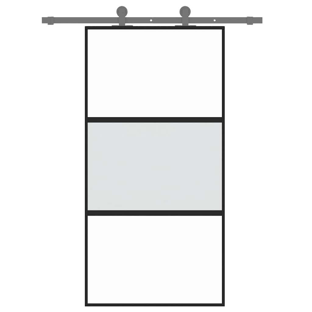 vidaXL Drzwi przesuwne, czarne, 102,5x205cm, szkło hartowane aluminium