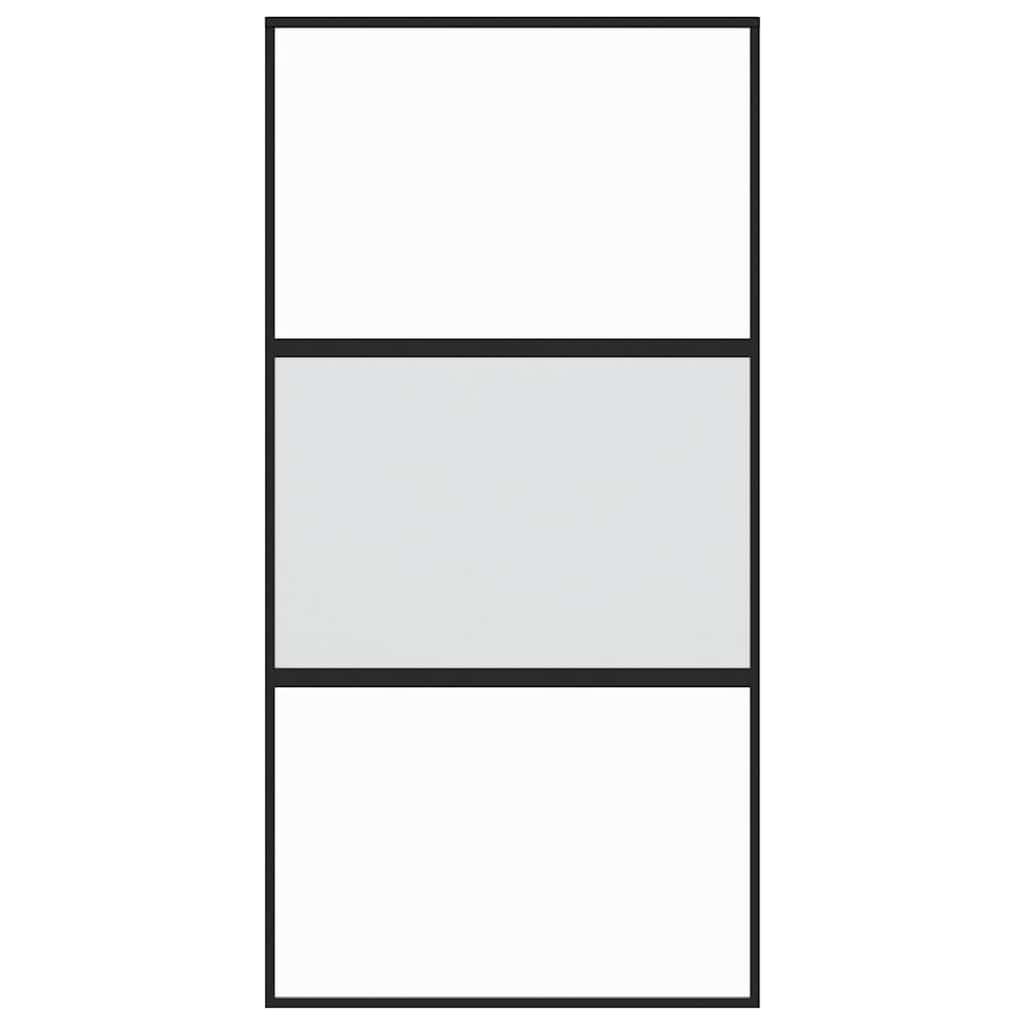 vidaXL Drzwi przesuwne, czarne, 102,5x205cm, szkło hartowane aluminium