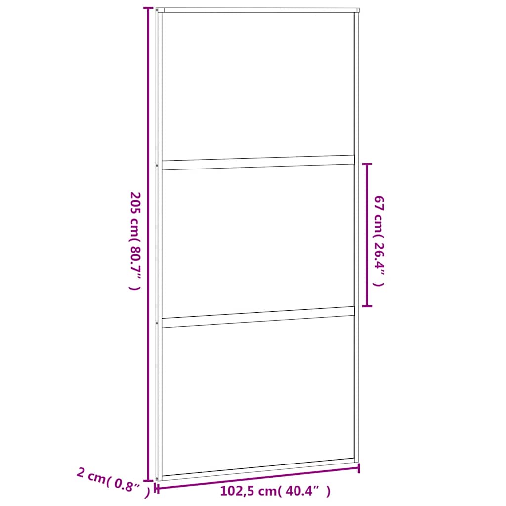 vidaXL Drzwi przesuwne, czarne, 102,5x205cm, szkło hartowane aluminium