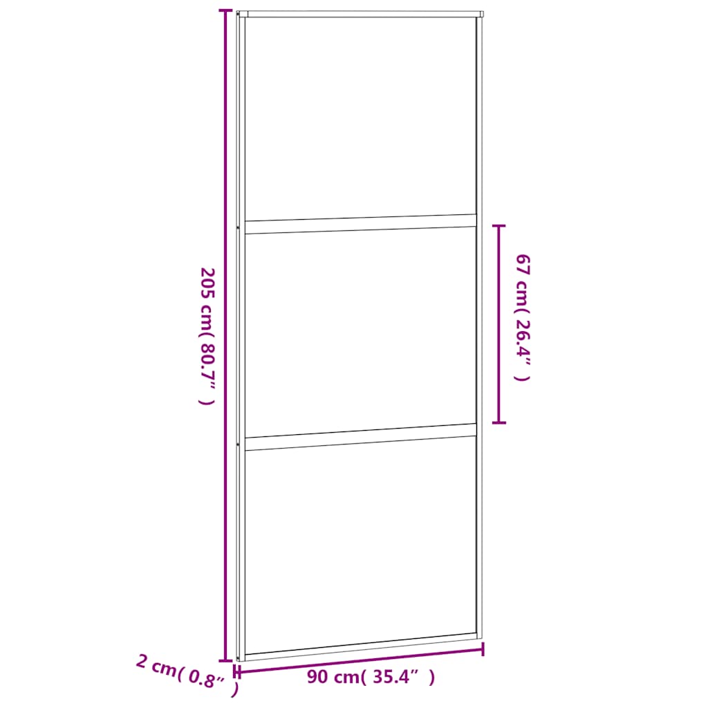 vidaXL Drzwi przesuwne, złote, 90x205 cm, szkło hartowane i aluminium