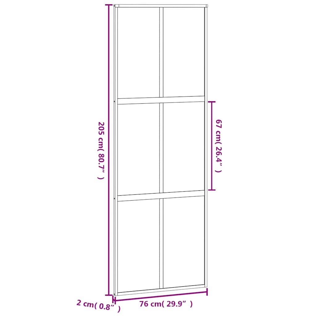 vidaXL Drzwi przesuwne, czarne, 76x205 cm, szkło hartowane, aluminium