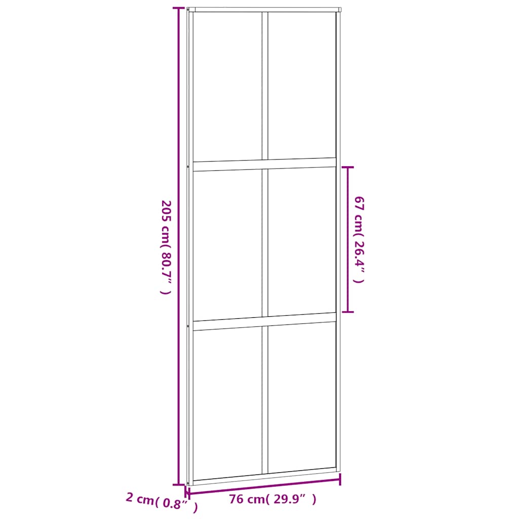 vidaXL Drzwi przesuwne, czarne, 76x205 cm, szkło hartowane, aluminium