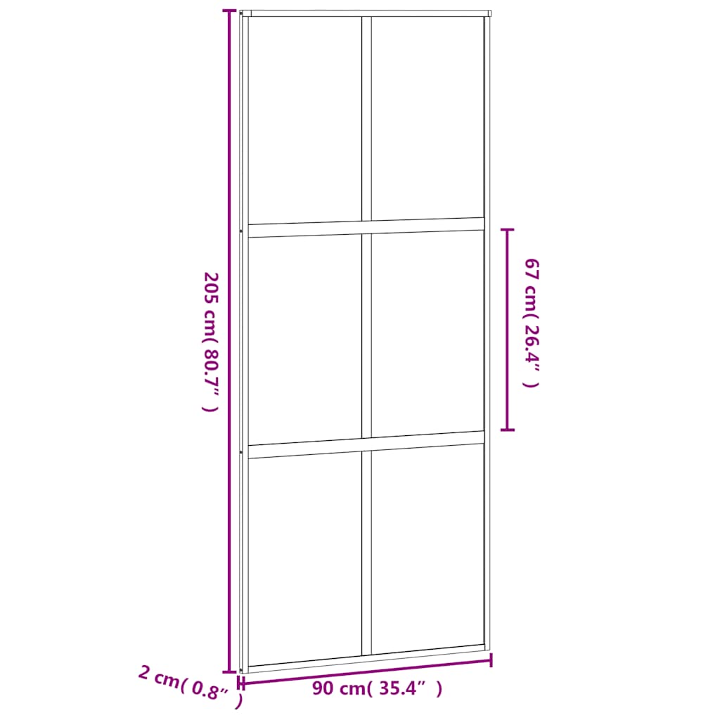 vidaXL Drzwi przesuwne, czarne, 90x205 cm, szkło hartowane, aluminium
