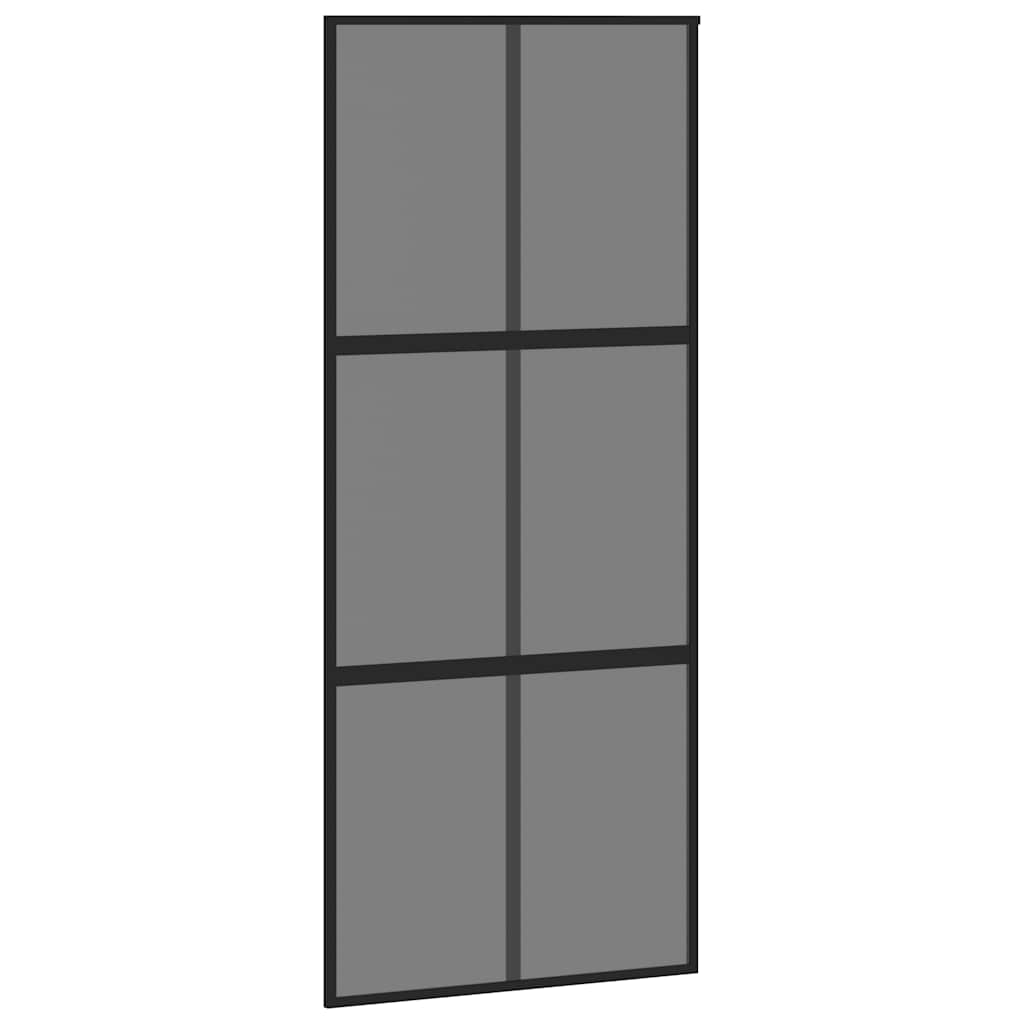 vidaXL Drzwi przesuwne, czarne, 90x205 cm, szkło hartowane, aluminium