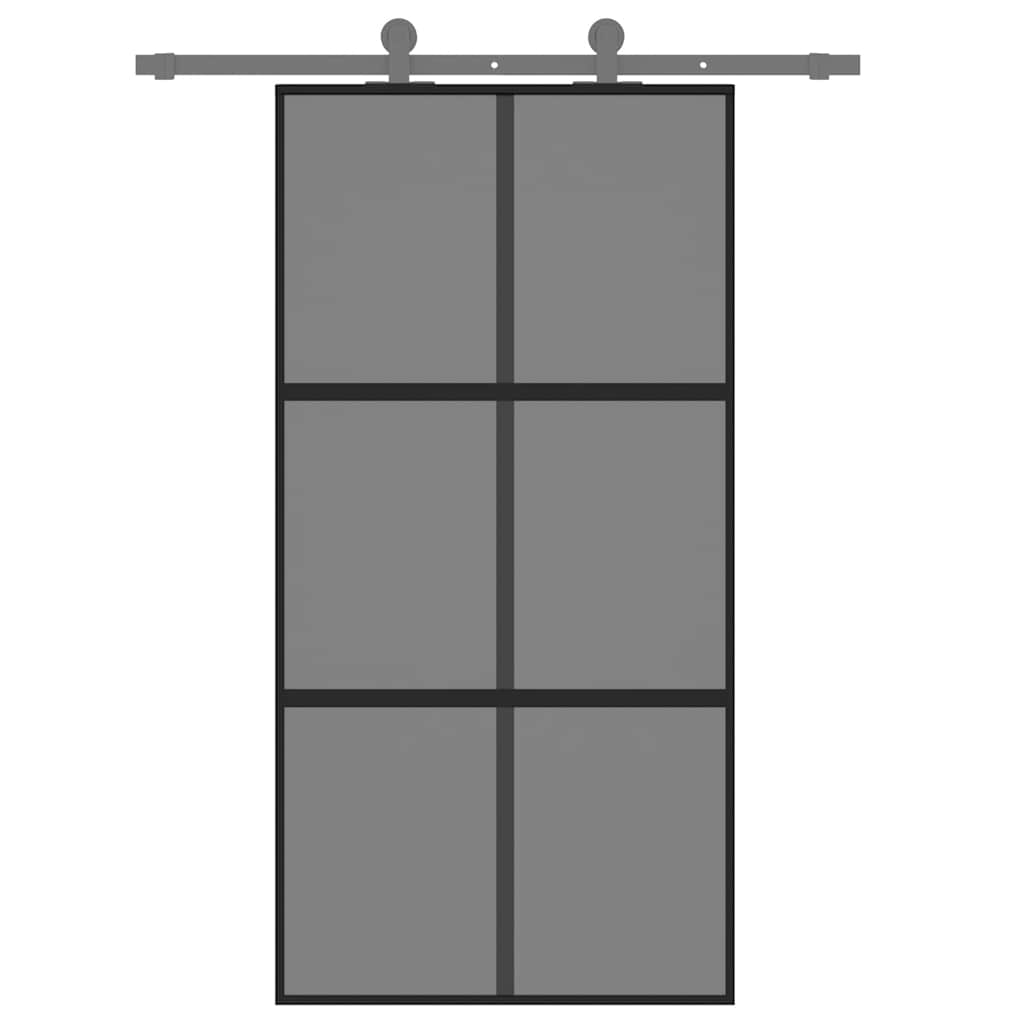 vidaXL Drzwi przesuwne, czarne, 102,5x205cm, szkło hartowane aluminium