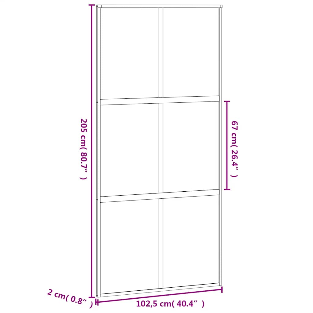 vidaXL Drzwi przesuwne, złote, 102,5x205cm, szkło hartowane, aluminium