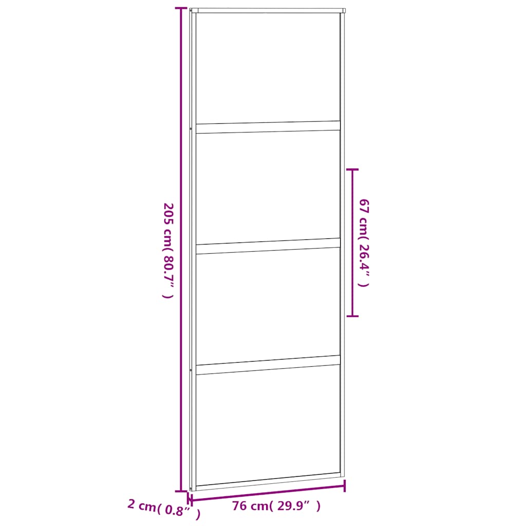 vidaXL Drzwi przesuwne, czarne, 76x205 cm, szkło hartowane, aluminium