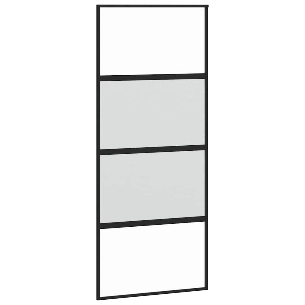 vidaXL Drzwi przesuwne, czarne, 90x205 cm, szkło hartowane, aluminium