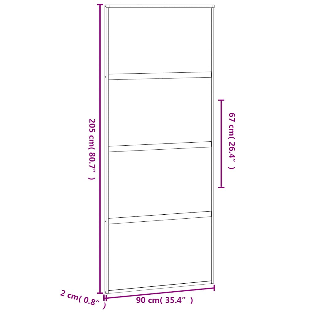 vidaXL Drzwi przesuwne, czarne, 90x205 cm, szkło hartowane, aluminium