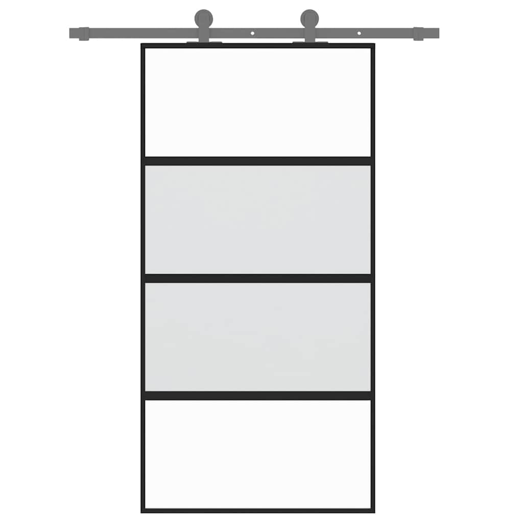 vidaXL Drzwi przesuwne, czarne, 102,5x205cm, szkło hartowane aluminium