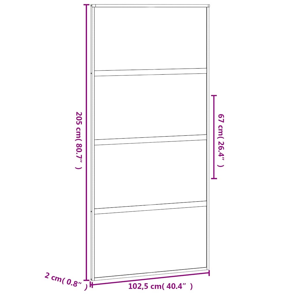 vidaXL Drzwi przesuwne, czarne, 102,5x205cm, szkło hartowane aluminium