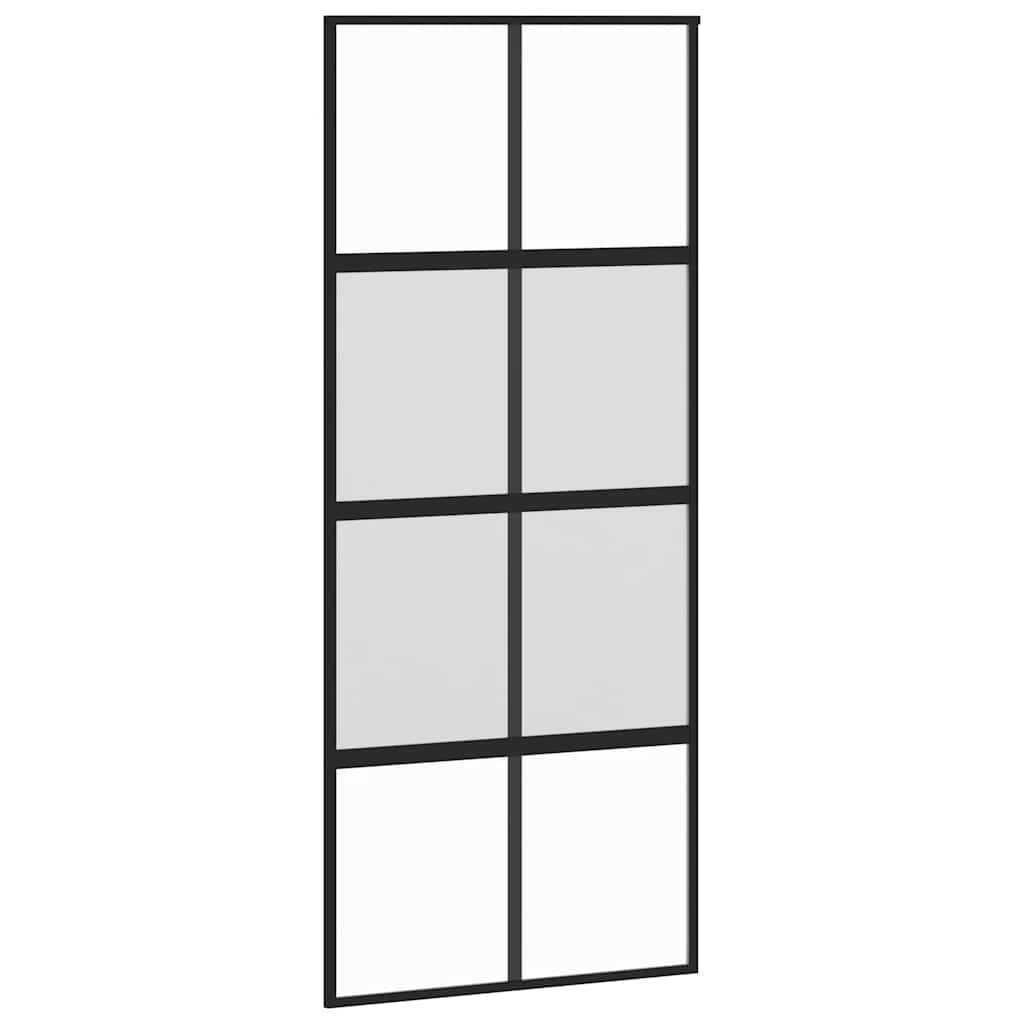 vidaXL Drzwi przesuwne, czarne, 90x205 cm, szkło hartowane, aluminium