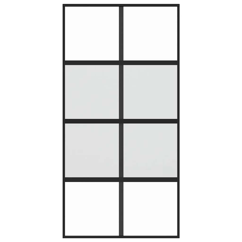 vidaXL Drzwi przesuwne, czarne, 102,5x205cm, szkło hartowane aluminium