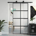 vidaXL Drzwi przesuwne, czarne, 102,5x205cm, szkło hartowane aluminium