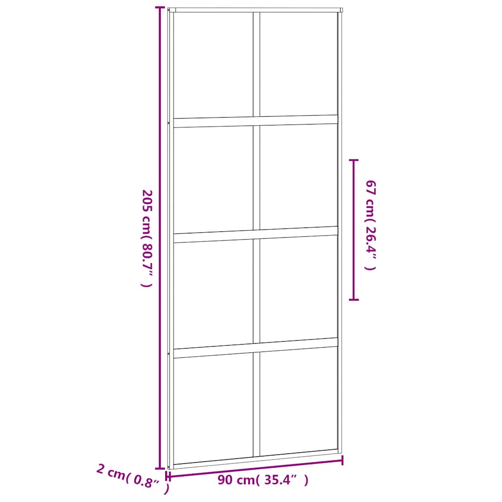 vidaXL Drzwi przesuwne, czarne, 90x205 cm, szkło hartowane, aluminium