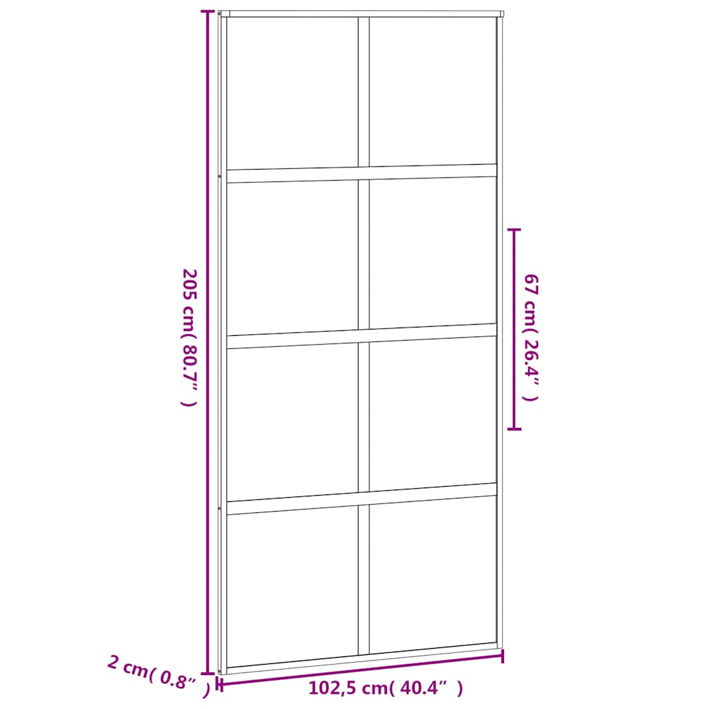 vidaXL Drzwi przesuwne, czarne, 102,5x205cm, szkło hartowane aluminium