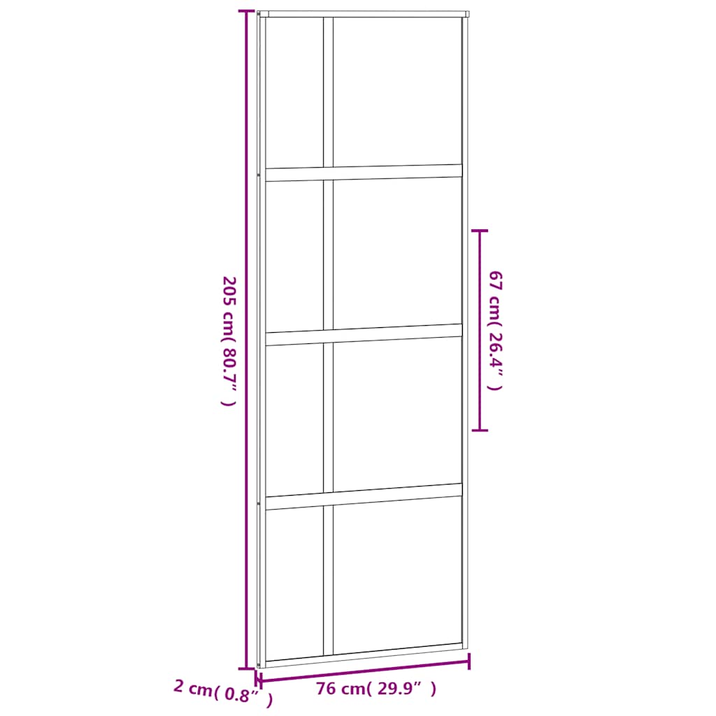 vidaXL Drzwi przesuwne, czarne, 76x205 cm, szkło hartowane, aluminium