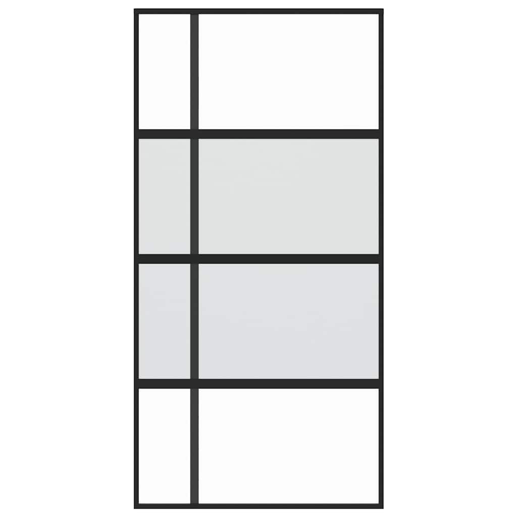 vidaXL Drzwi przesuwne, czarne, 102,5x205cm, szkło hartowane aluminium