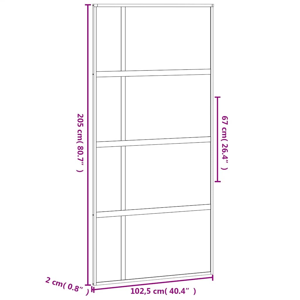 vidaXL Drzwi przesuwne, czarne, 102,5x205cm, szkło hartowane aluminium