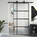 vidaXL Drzwi przesuwne, czarne, 102,5x205cm, szkło hartowane aluminium