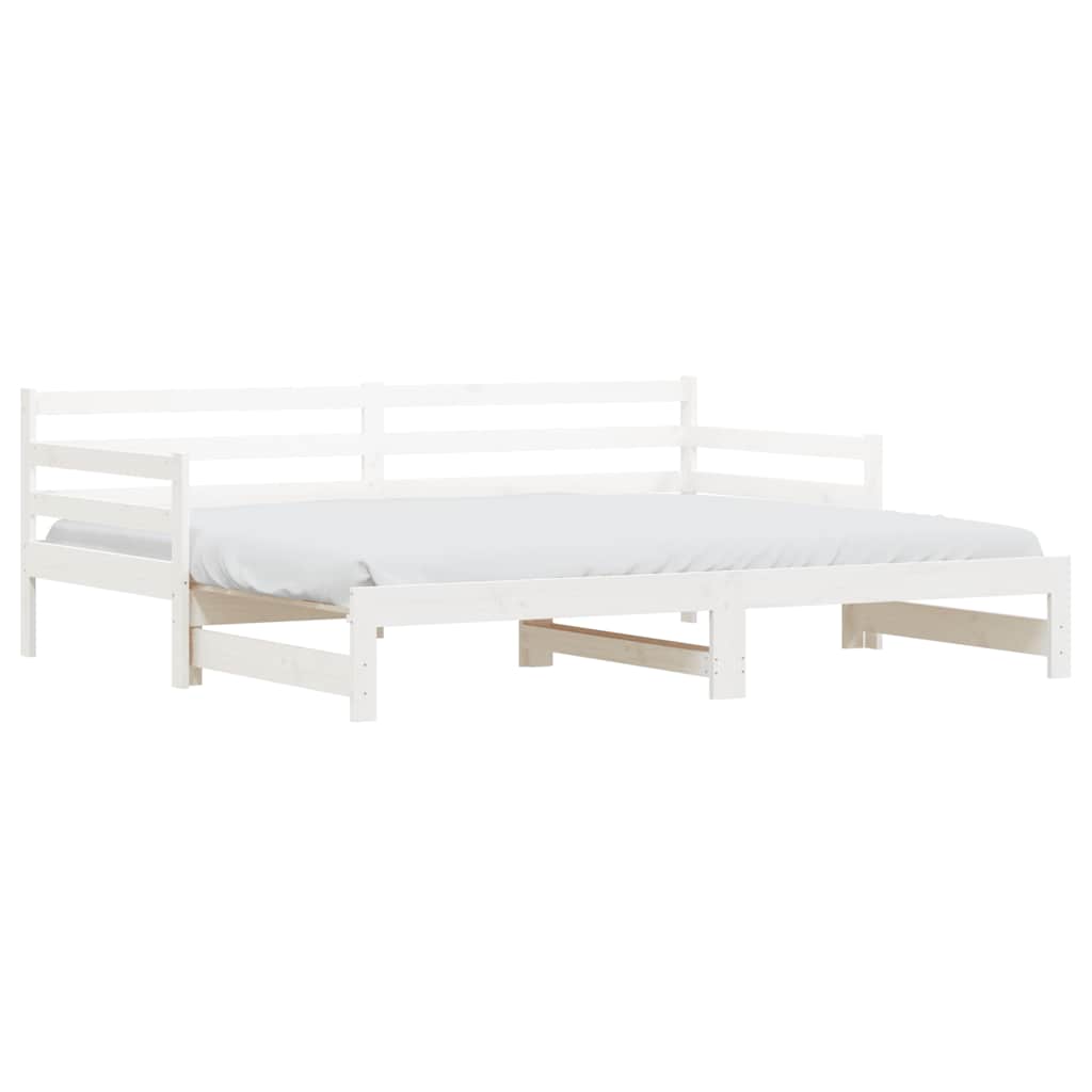 vidaXL Łóżko dzienne rozsuwane, białe, 90x200 cm, lite drewno sosnowe