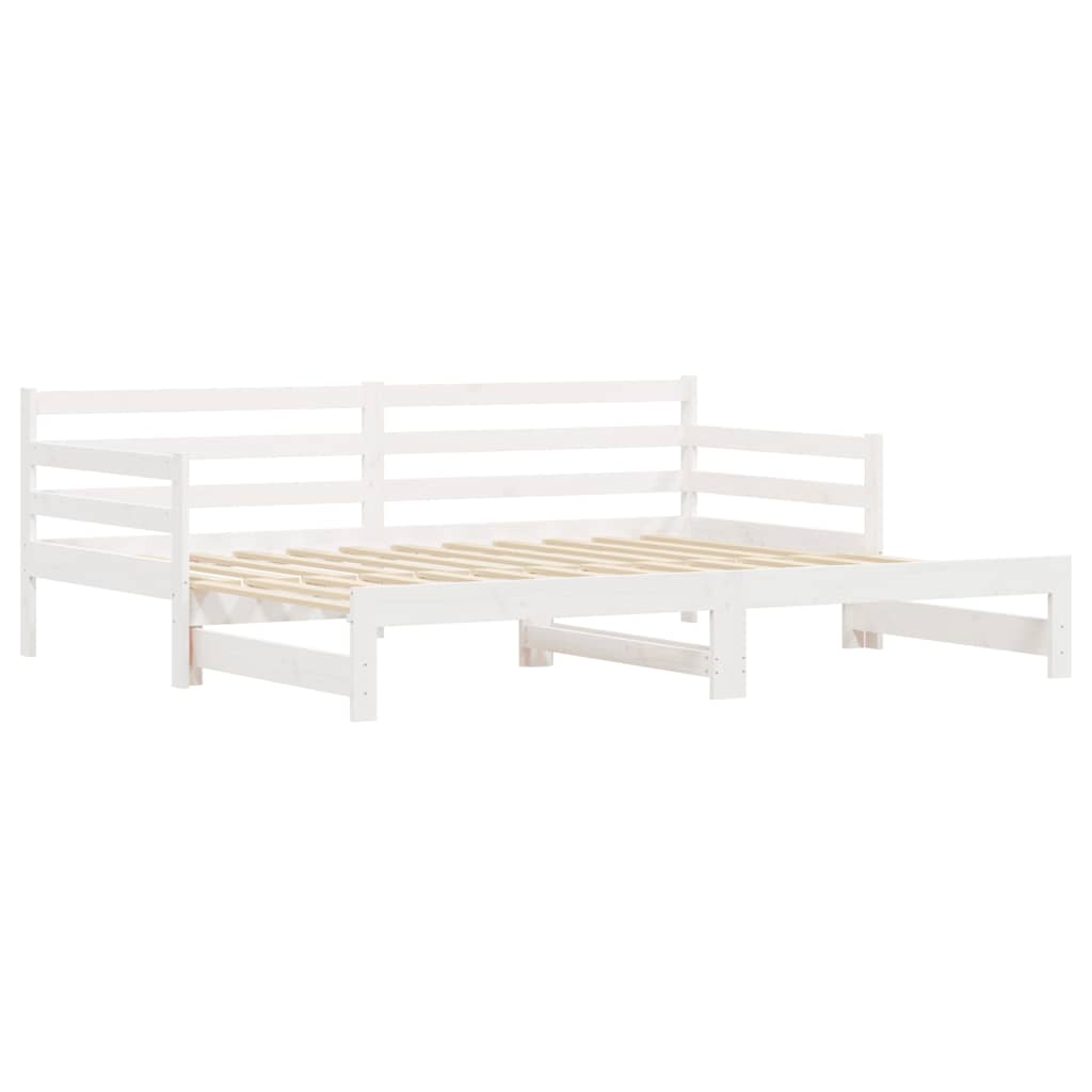 vidaXL Łóżko dzienne rozsuwane, białe, 90x200 cm, lite drewno sosnowe