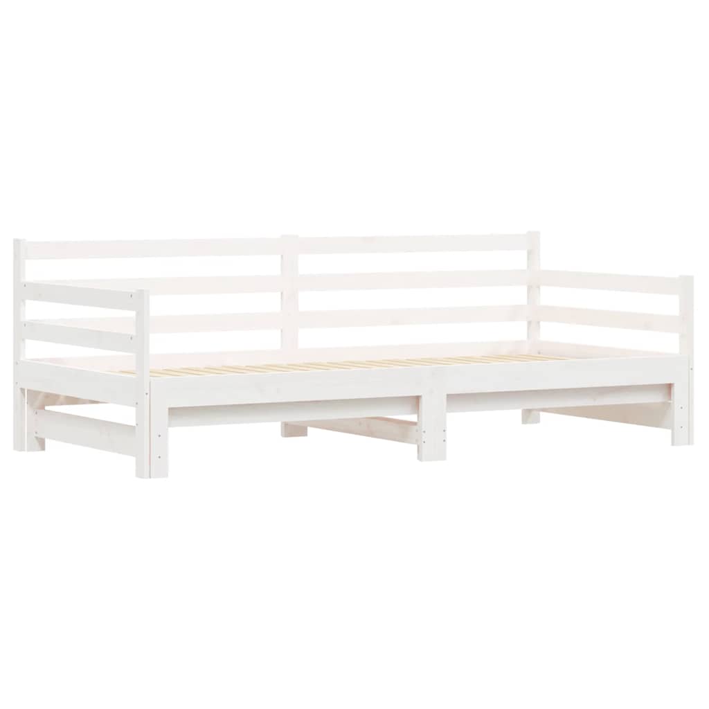 vidaXL Łóżko dzienne rozsuwane, białe, 90x200 cm, lite drewno sosnowe
